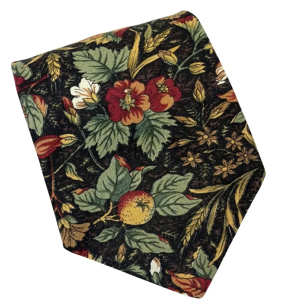 VTG Rohde Royce Necktie Multi Floral Fruit Botanical Cotton Classic Mens OS
